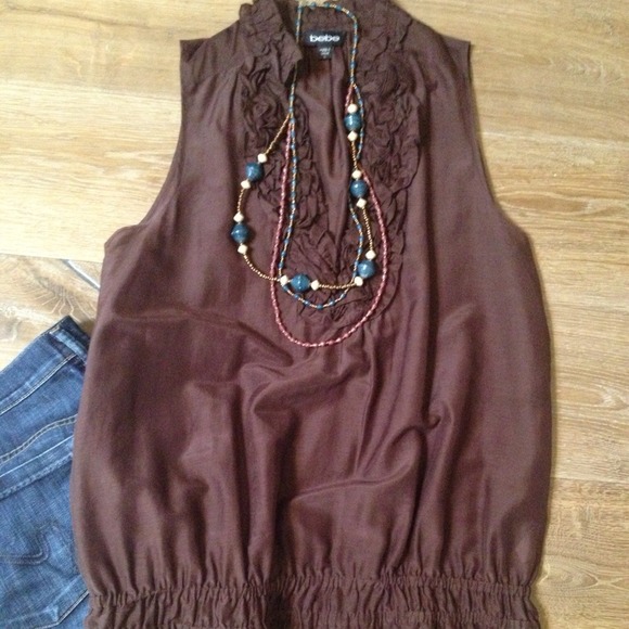 Bebe Chocolate brown sleeveless tunic top