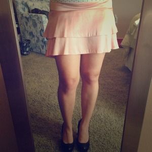 BCBG Peach Metallic Silk Skirt