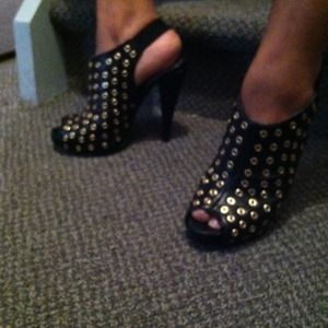 Black with gold stud heels