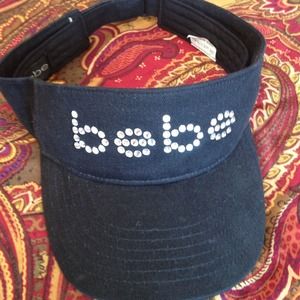 Bebe Black Rhinestone Logo Visor