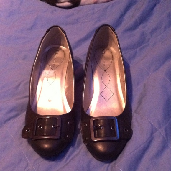 Black dress wedges