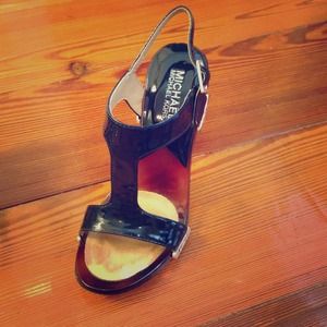 Michael Kors heels. Navy blue patent straps.