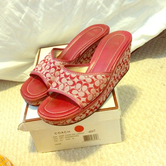 Coach Shoes - Authentic Red Coach Wedges