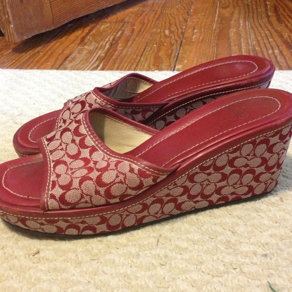 Authentic Red Coach Wedges - Picture 2 of 4