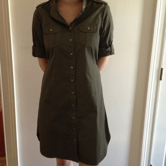 Military inspired shirt dress