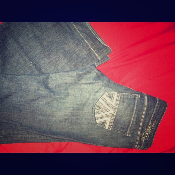 Dark wash wide leg ae jeans