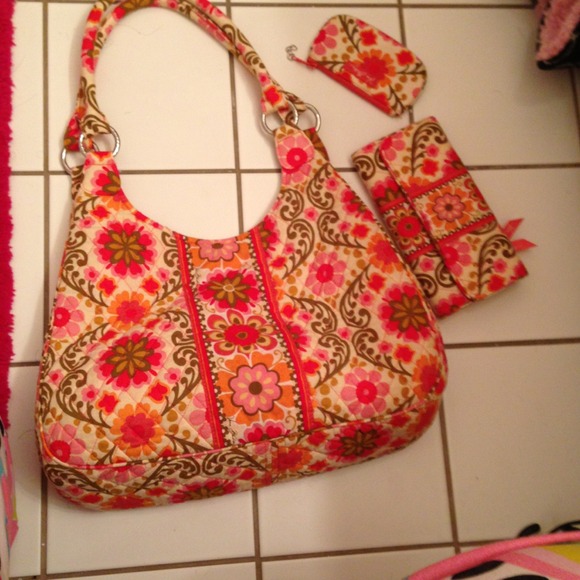 Vera Bradley hobo bag, coin purse, wallet