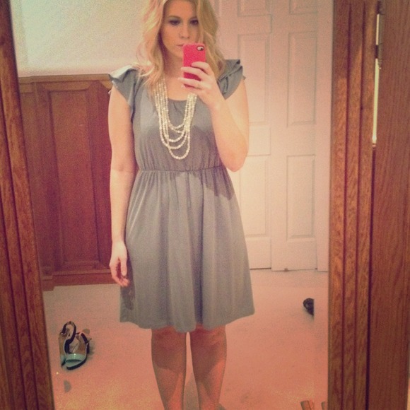LOFT cotton dress with flutter sleeves, worn once