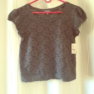 Grey eyelet top from pacsun