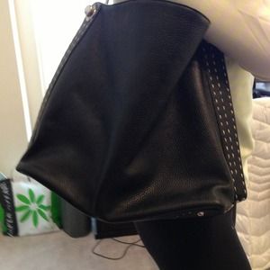 BCBG black leather tote