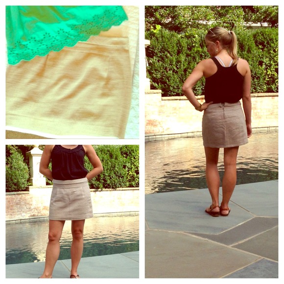 J. Crew Twill khaki skirt.