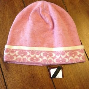 NWT pink Coach beanie hat
