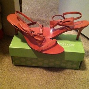 Coral, dressy, sandal.