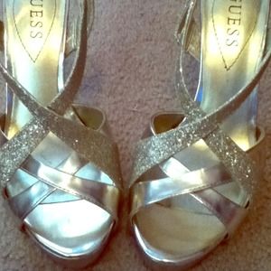 Gold glittery guess shoes