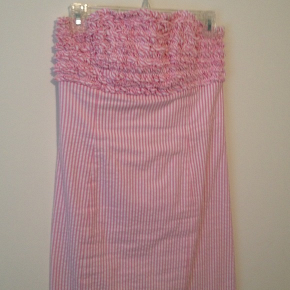 Strapless, Pink seersucker Lilly Pulitzer dress