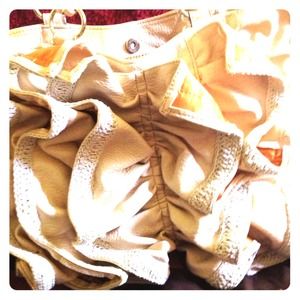 Rampage Ivory Ruffle Handbag