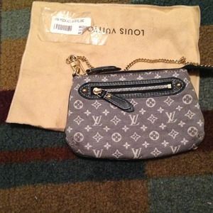 Mini LV pooch navY&Cream wrist baG