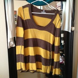COZY brown & yellow striped sweater from Delia's.