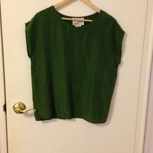 Green silk boxy t-shirt