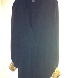 ASOS Curve Sz 16 Black Dress with Gold Cuffs