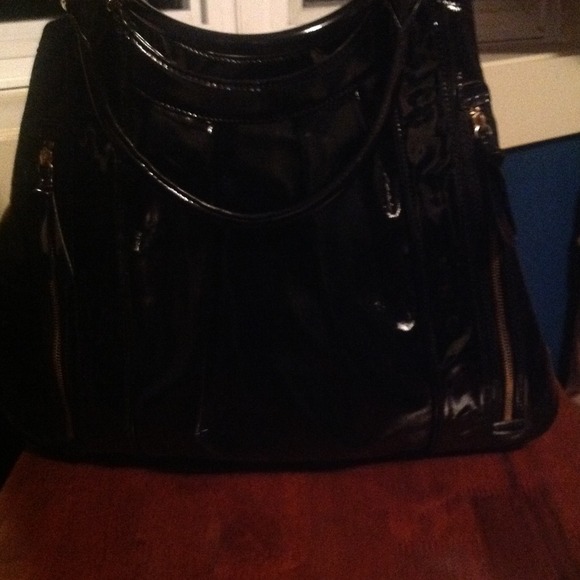 Black patent leather bag