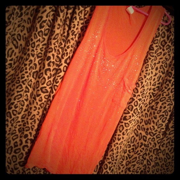 ⚠SOLD⚠Orange Sparkly Racer Back Tee 3xl