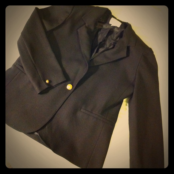 Black blazer with gold buttons