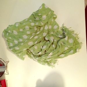 Light green with white polka dot scarf