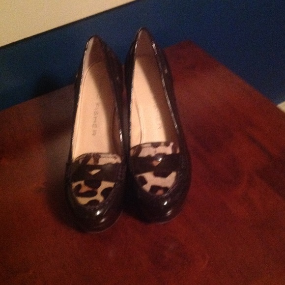 Brown patent leather shoes