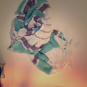 Teal, grey and white scarf