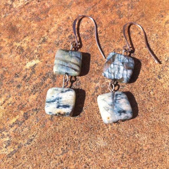 Unique striped blue stone earrings