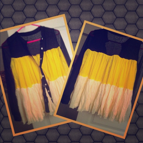 Fun, unique cardigan with colorblock ruffles!!!