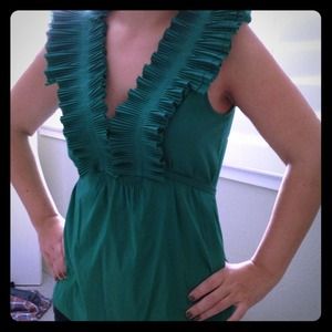 BCBG green empire waist blouse. Worn once! Small