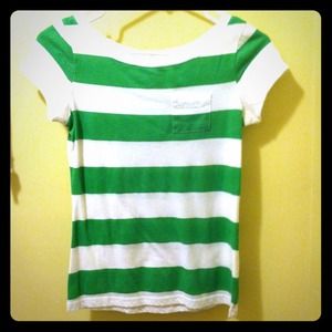 Green/white striped tee