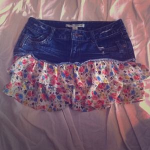 ❌RESERVED❌ Denim Floral Skirt
