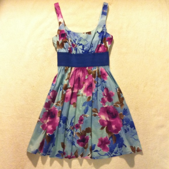 Adorable sweet floral dress blue pink . Valentines