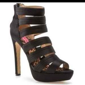 Betsey Johnson Eunice Heel Black Satin 8 platform