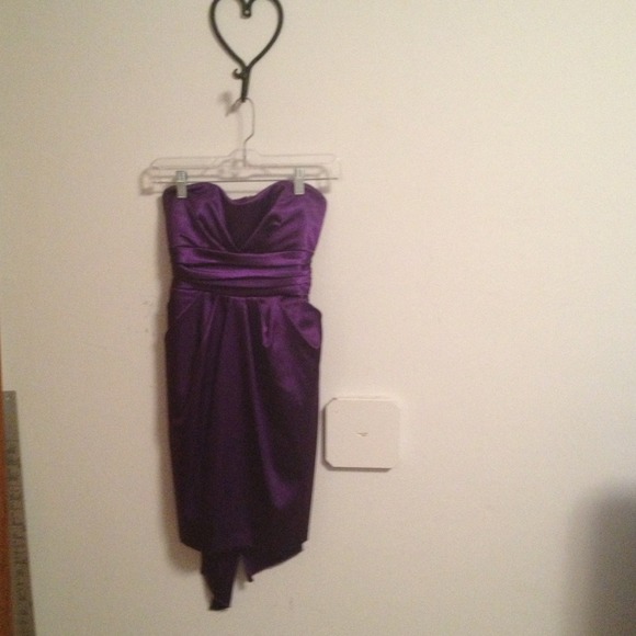 Strapless Purple dress.