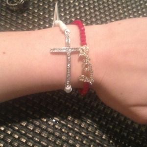stackable cross and love bracelet! nwt!!