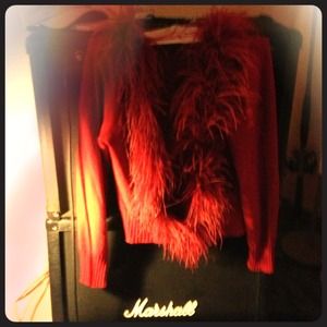 RESERVED>Valentines Red Feather Sweater NEW!