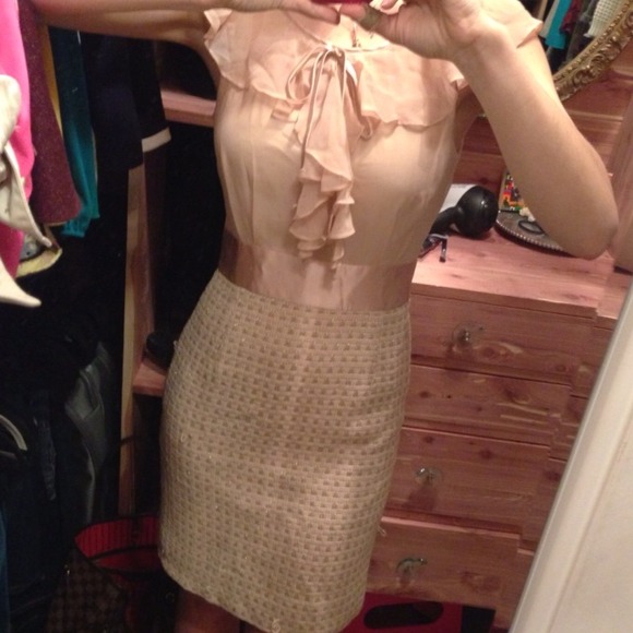 Milly pink tweed pencil dress