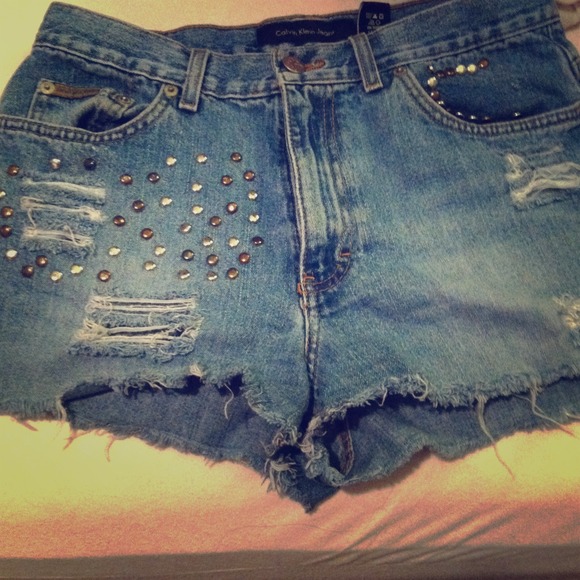 DIY studded shorts