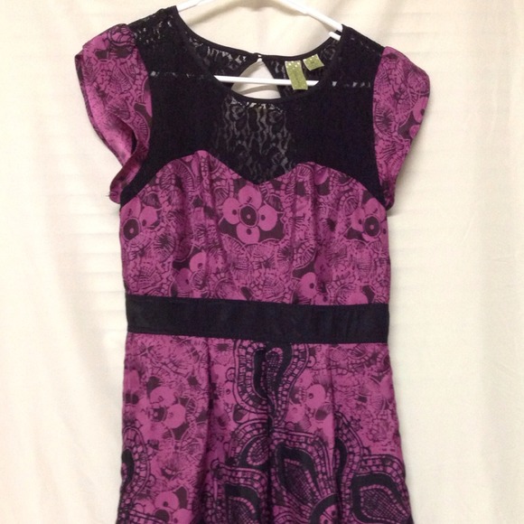 Fuchsia and Black lace cocktail dress
