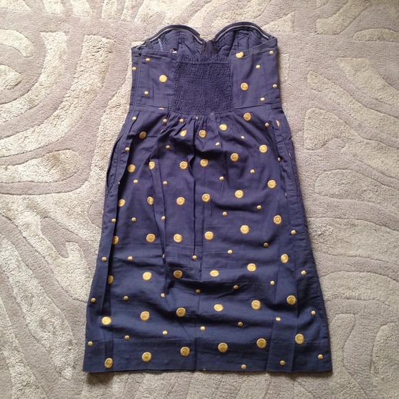 👗HOST PICK 🎉Blue & gold strapless dress - Picture 3 of 4