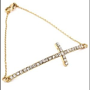 Gold Sideway Cross Bracelet