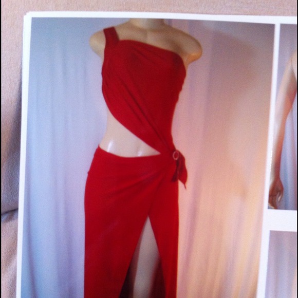 New red long dress