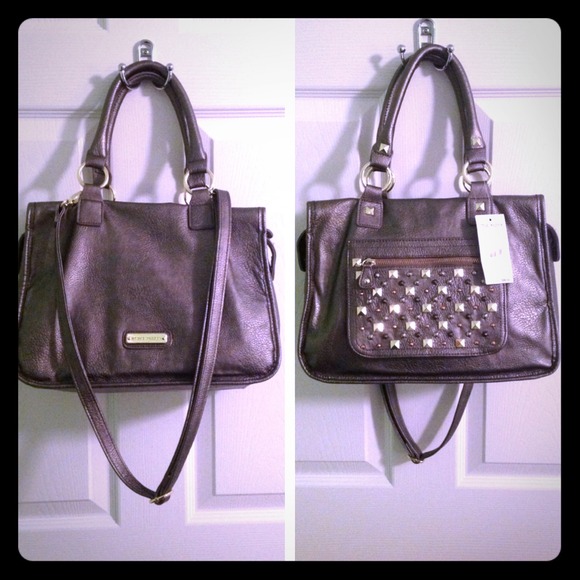 Steve Madden Handbags - Steve Madden pewter satchel bag stud metallic