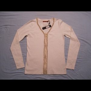 -****SOLD***+ivory cardigan with gold trim😘