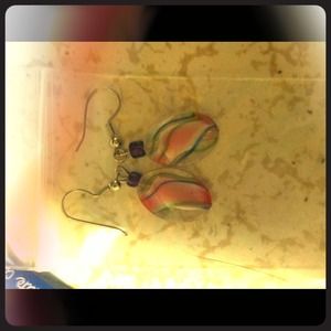 Handmade multi-colored bead earrings