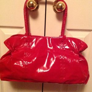 Carlos Falchi red patent purse